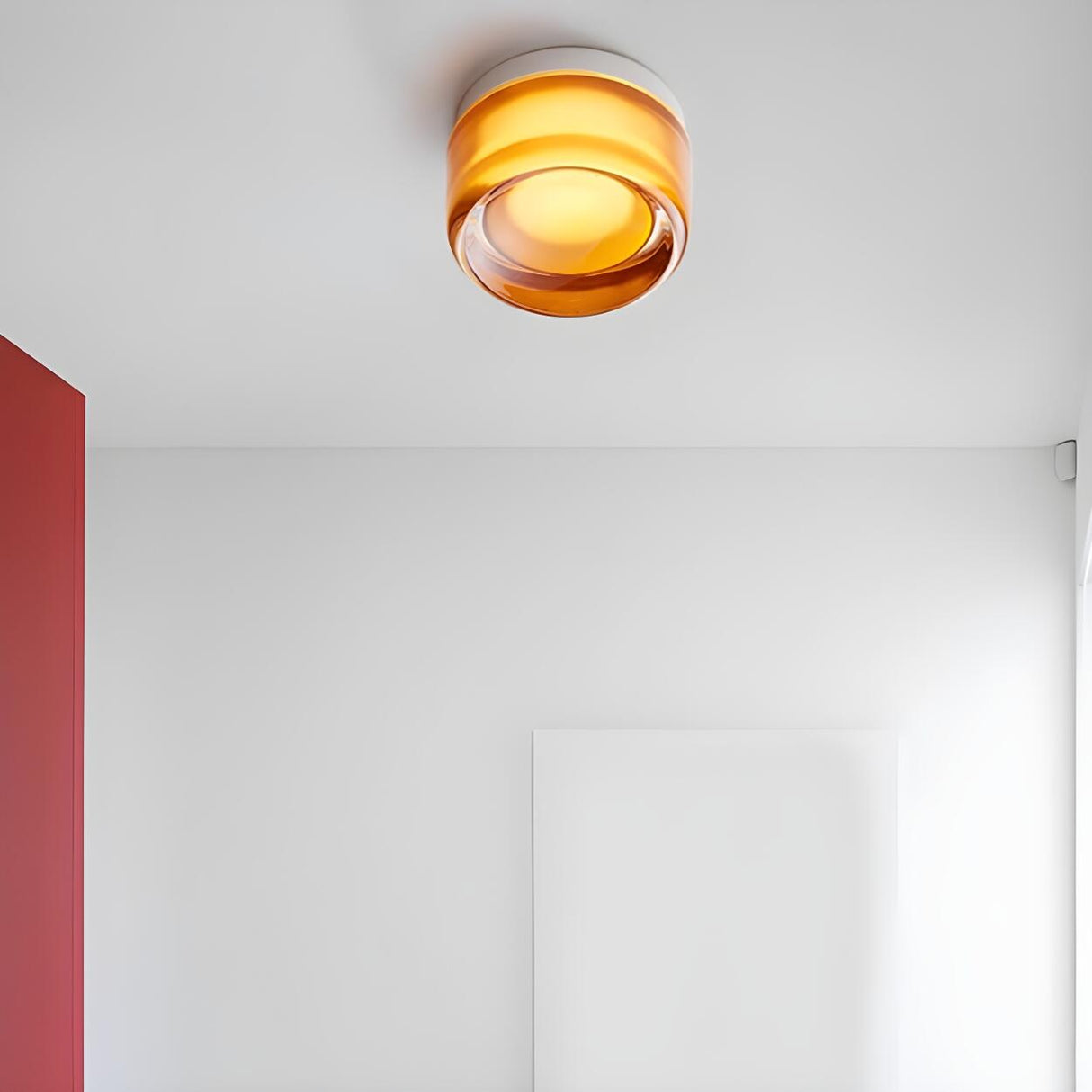 Modern Orange Cylinder LED Flush Mount Ceiling Light Image - 1