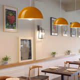 Modern Orange Dome Aluminum Restaurant Pendant Light Image - 1