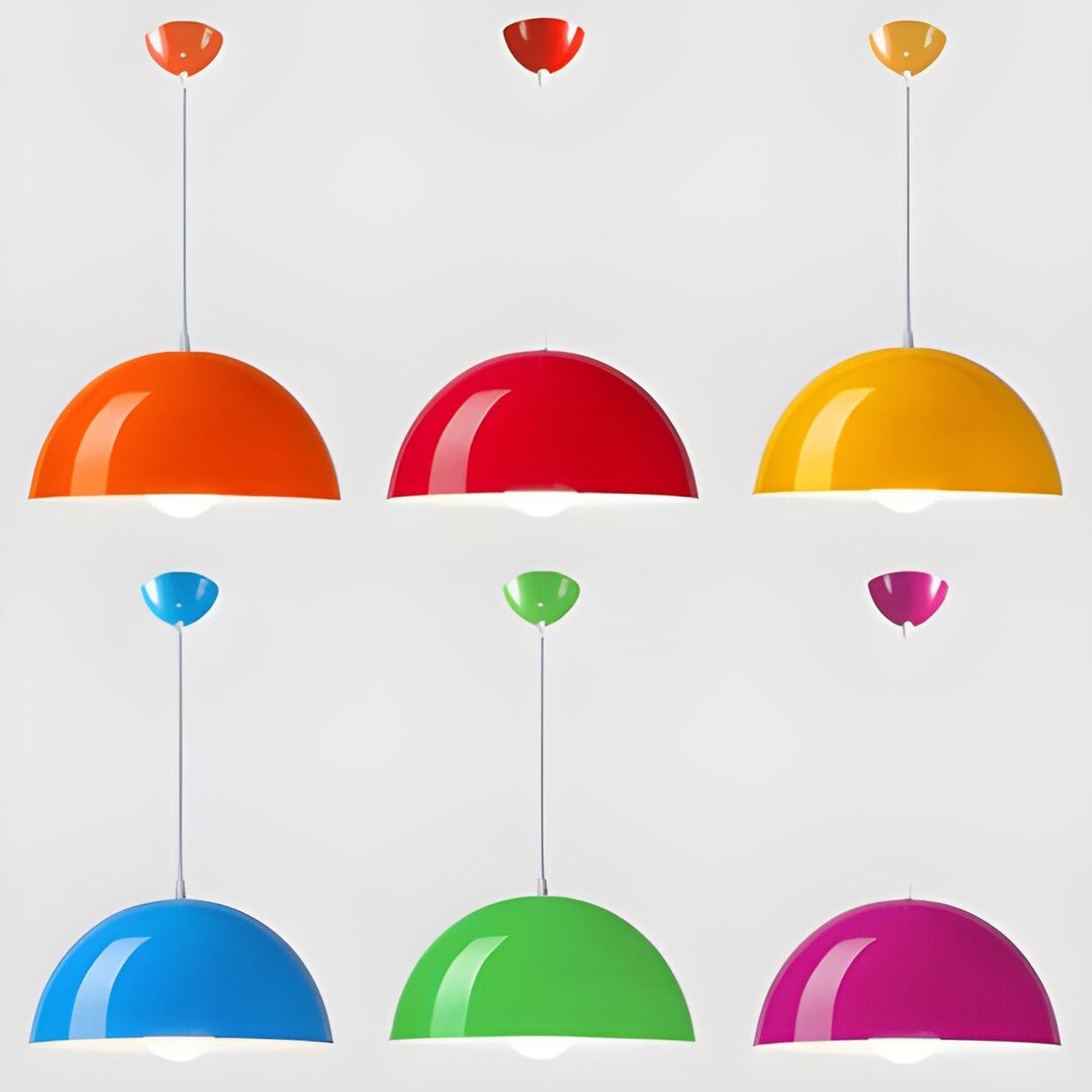 Modern Orange Dome Aluminum Restaurant Pendant Light Image - 11