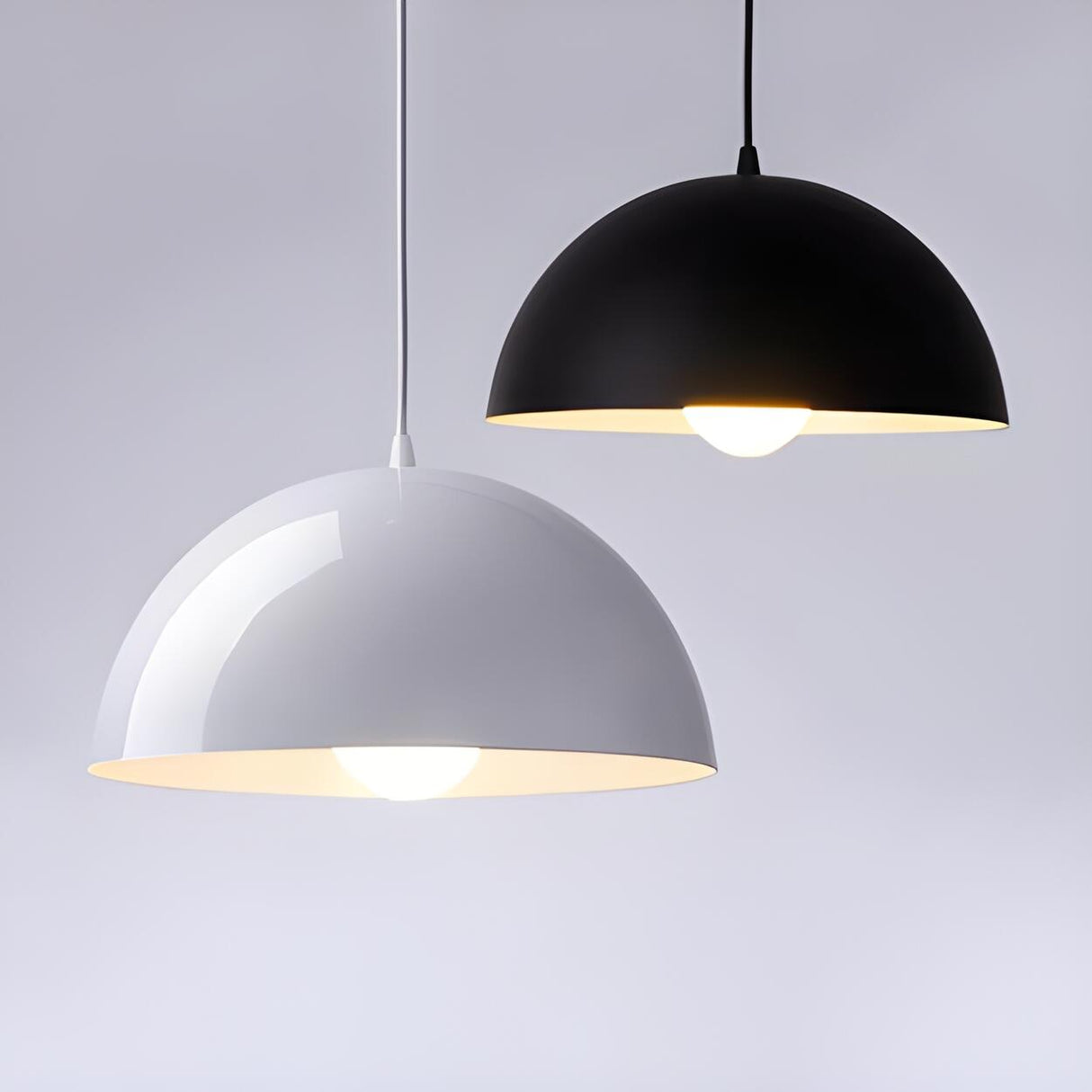 Modern Orange Dome Aluminum Restaurant Pendant Light Image - 16