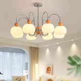 Modern Orange Dome Chrome Round Living Room Chandelier Image - 1