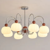 Modern Orange Dome Chrome Round Living Room Chandelier Image - 16