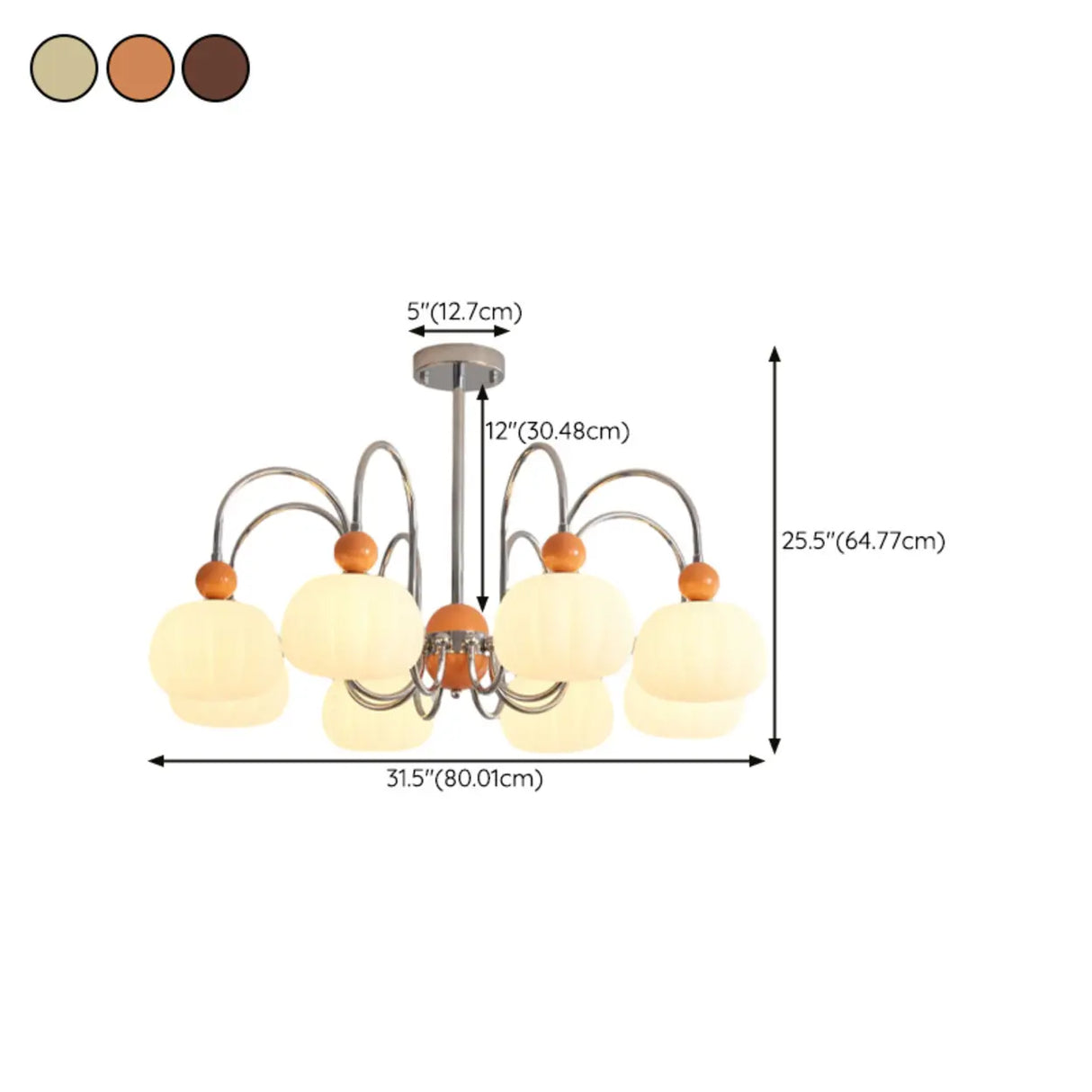 Modern Orange Dome Chrome Round Living Room Chandelier Image - 27