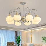 Modern Orange Dome Chrome Round Living Room Chandelier Image - 3