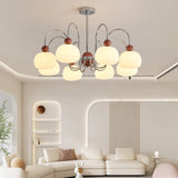 Modern Orange Dome Chrome Round Living Room Chandelier Image - 6