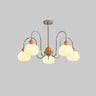 Modern Orange Dome Chrome Round Living Room Chandelier Image - 8