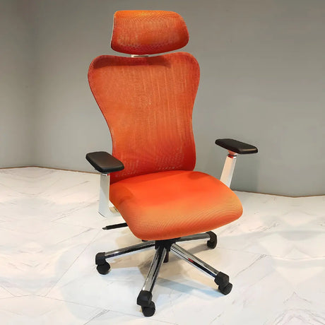 Modern Orange Mesh Swivel Adjustable Arms Office Chair Image - 1