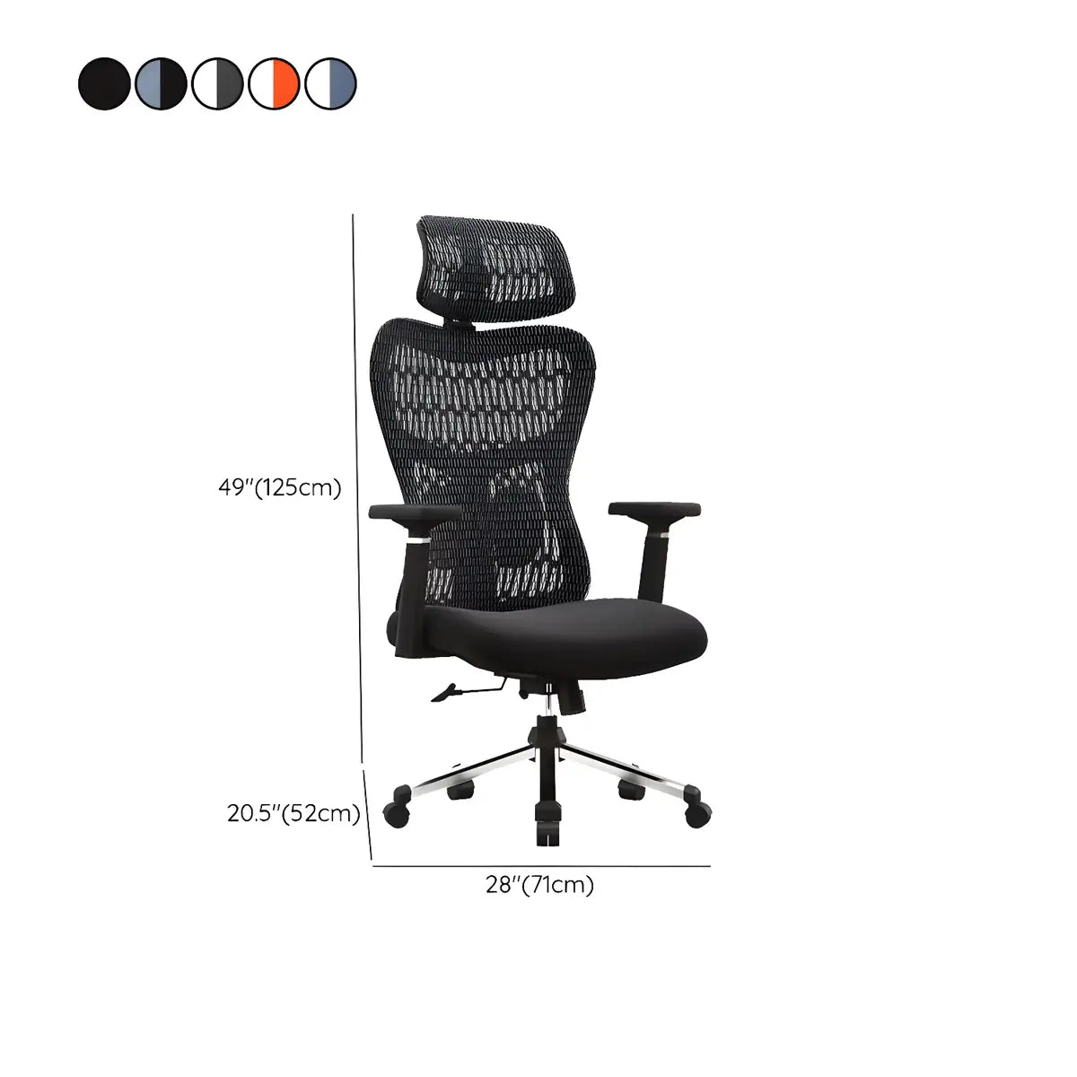 Modern Orange Mesh Swivel Adjustable Arms Office Chair 