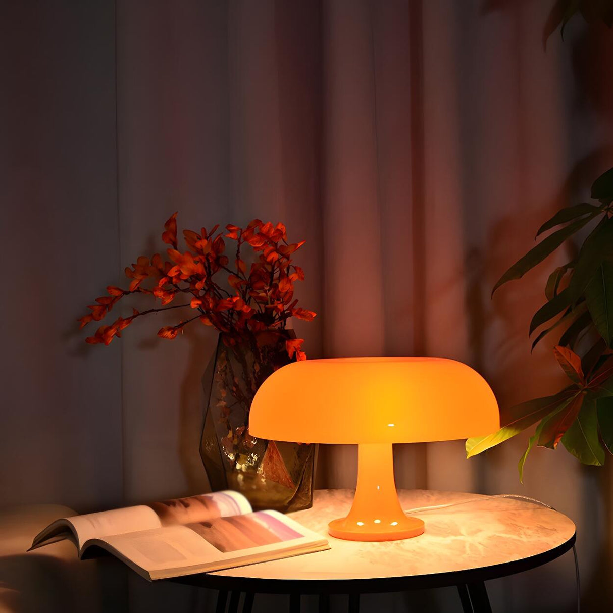 Modern Orange Mushroom Dome Shape Decor Table Lamp Image - 10