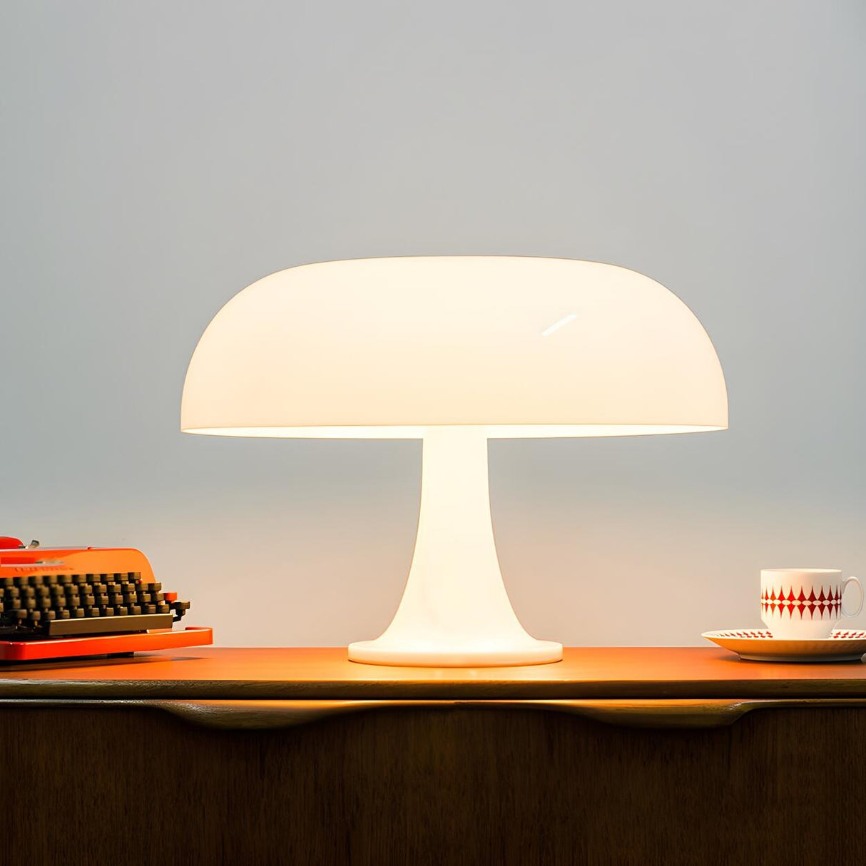 Modern Orange Mushroom Dome Shape Decor Table Lamp Image - 3