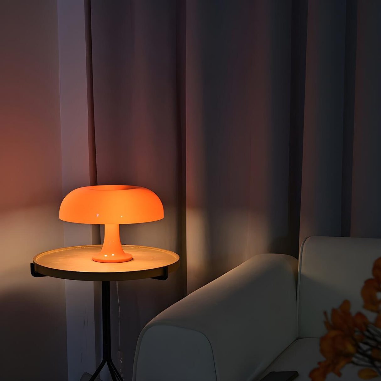 Modern Orange Mushroom Dome Shape Decor Table Lamp Image - 4