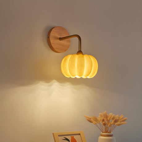 Modern Orange Pumpkin Resin LED Wall Sconce Lamp Image - 1