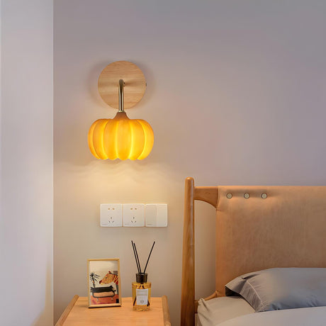 Modern Orange Pumpkin Resin LED Wall Sconce Lamp Image - 2