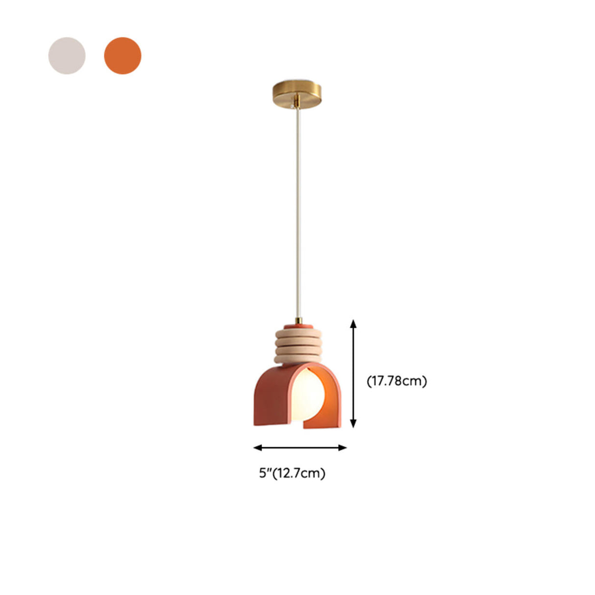 Modern Orange Resin Arch Pendant Lights Adjustable Cord 