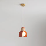 Modern Orange Resin Arch Pendant Lights Adjustable Cord Image - 3