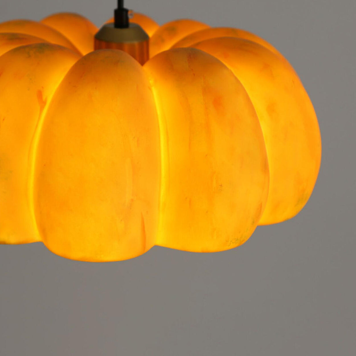 Modern Orange Resin Pumpkin Shape Pendant Light Image - 11