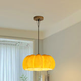 Modern Orange Resin Pumpkin Shape Pendant Light Image - 5