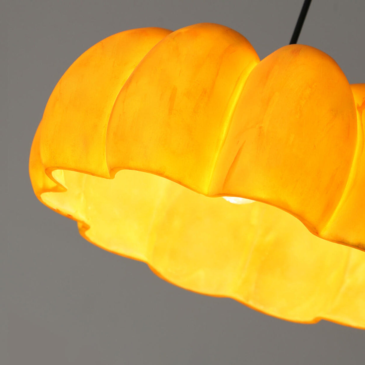 Modern Orange Resin Pumpkin Shape Pendant Light Image - 9