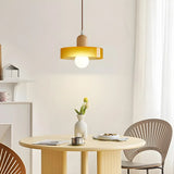 Modern Orange Round Glass Pendant Light Dining Room Image - 16