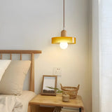 Modern Orange Round Glass Pendant Light Dining Room Image - 4