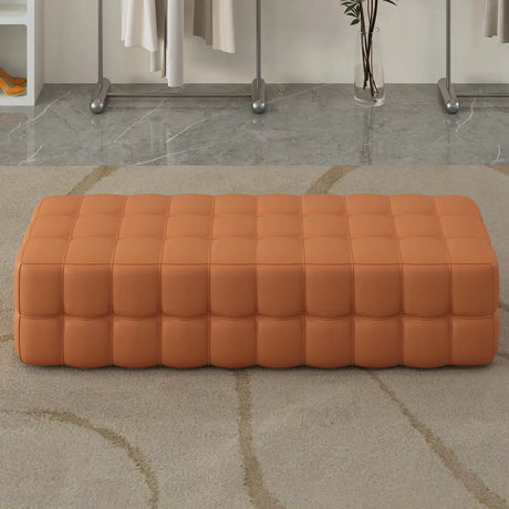 Modern Orange Upholstered Short Height Bedroom Bench Image - 2