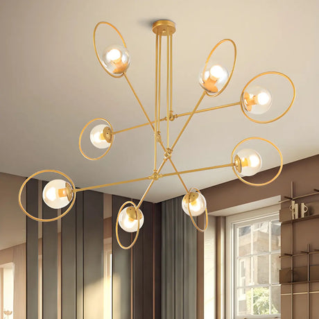 Modern Orbital Gold Metal Living Room Chandelier Image - 1