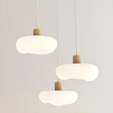 Modern Organic Cloud White Frosted Glass Pendant Light Image - 1