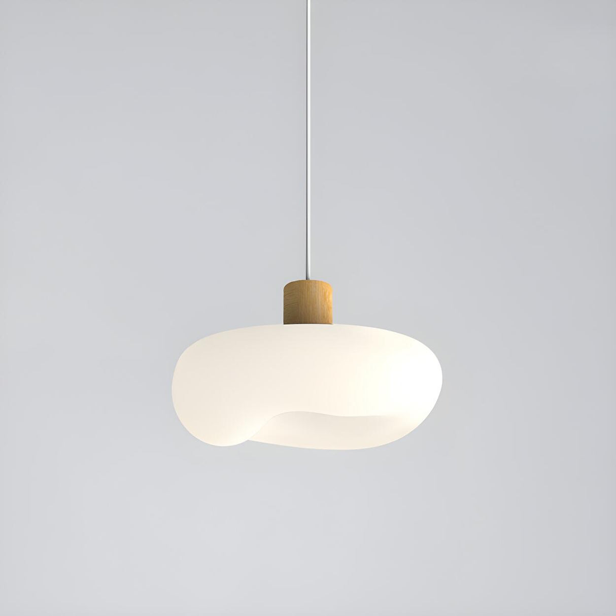 Modern Organic Cloud White Frosted Glass Pendant Light Image - 2