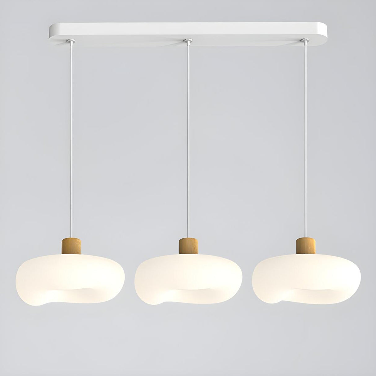 Modern Organic Cloud White Frosted Glass Pendant Light Image - 3