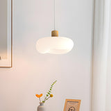 Modern Organic Cloud White Frosted Glass Pendant Light Image - 6