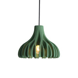 Modern Organic Green Resin Unique Ribbed Pendant Light Image - 3