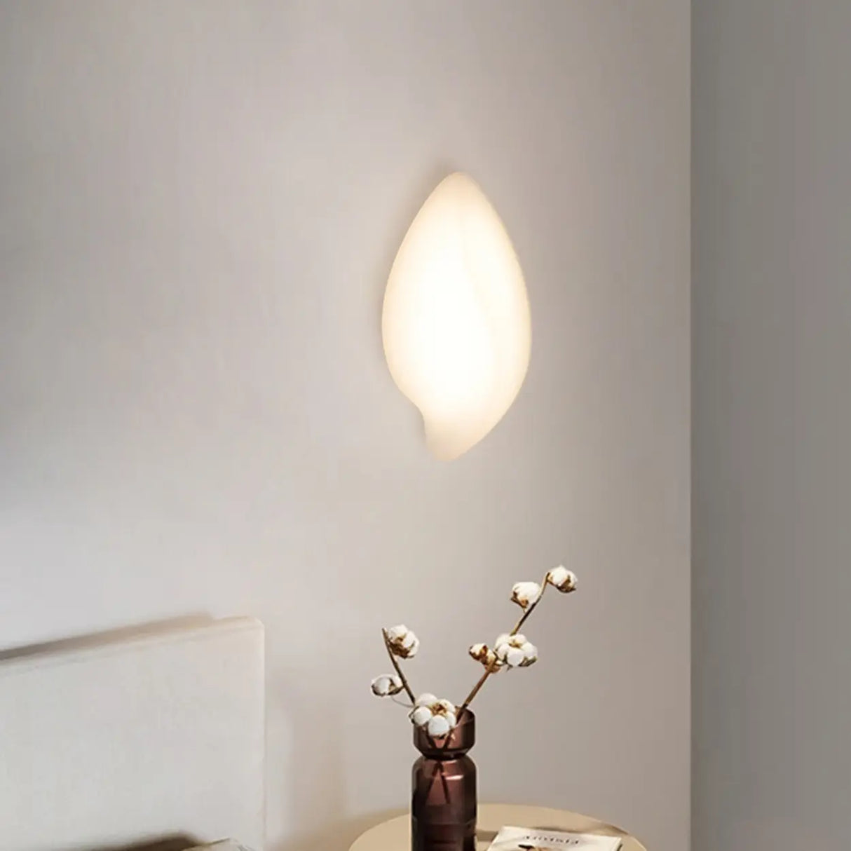 Modern Organic White Leaf-Shaped LED Wall Sconce Image - 11