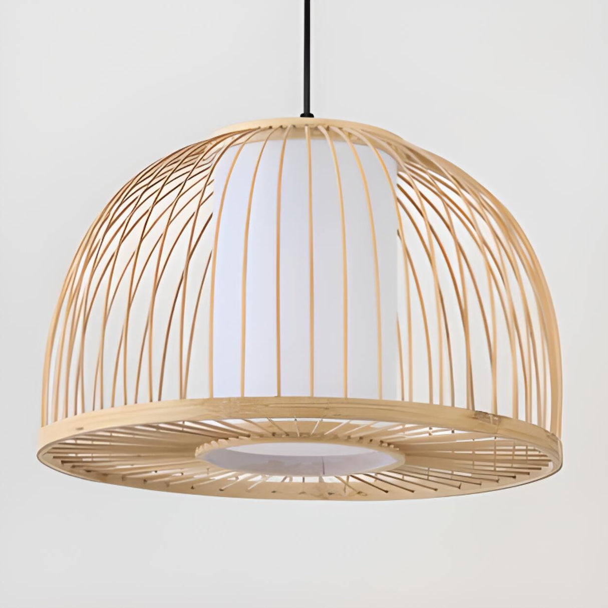 Modern Oriental Bamboo Dome Layered Pendant Light Image - 10