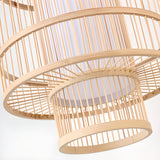 Modern Oriental Bamboo Dome Layered Pendant Light Image - 12