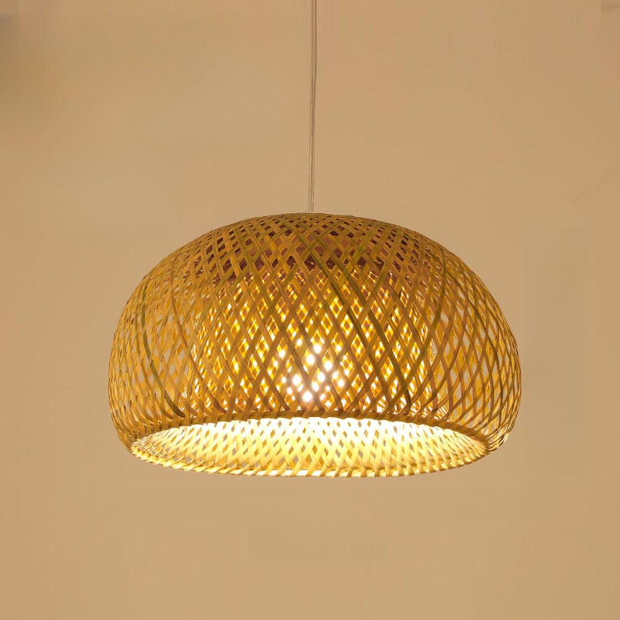 Modern Oriental Bamboo Dome Layered Pendant Light Image - 4