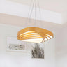 Modern Oriental Wooden Triangle Layered LED Pendant Light Image - 1