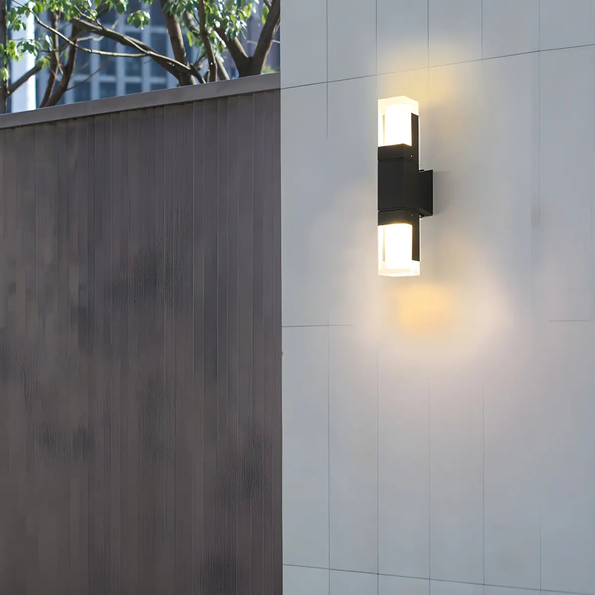 Modern Outdoor Black Rectangle Up Down Wall Sconce Image - 1