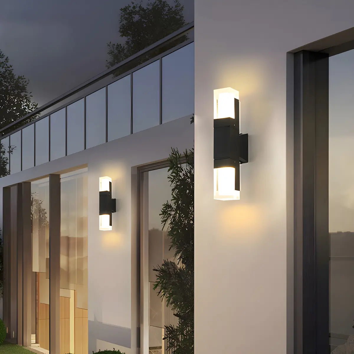 Modern Outdoor Black Rectangle Up Down Wall Sconce Image - 2