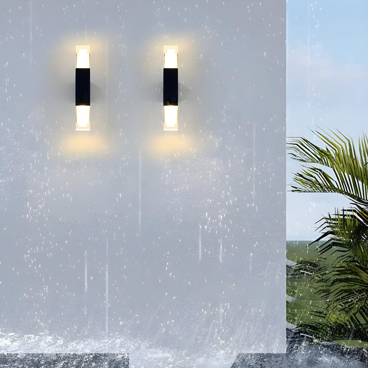 Modern Outdoor Black Rectangle Up Down Wall Sconce Image - 3