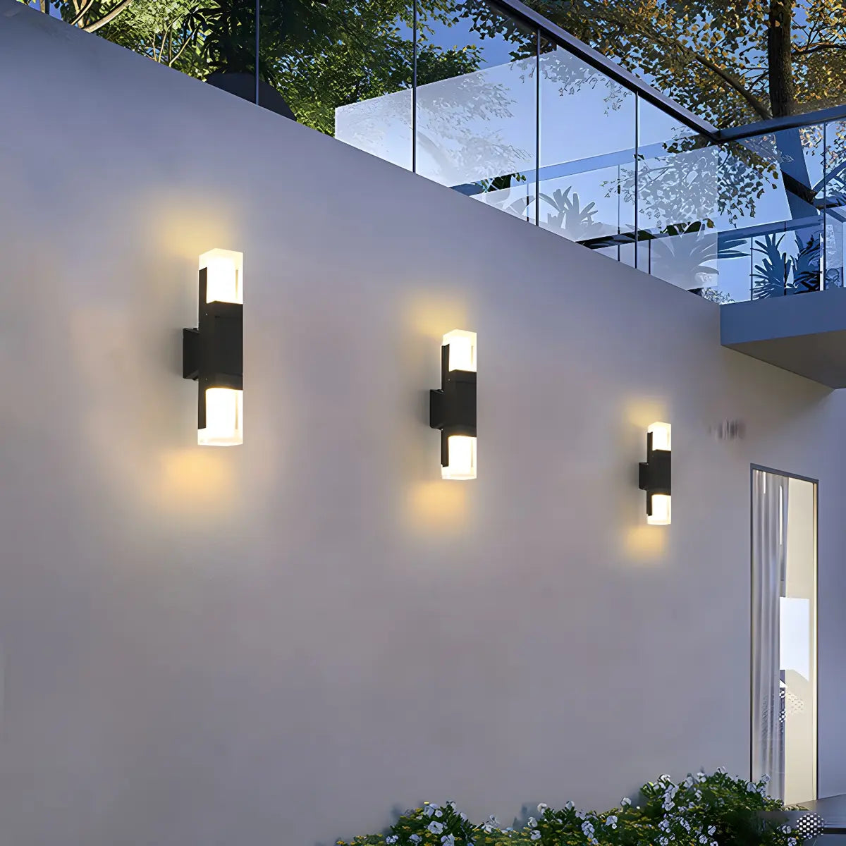 Modern Outdoor Black Rectangle Up Down Wall Sconce Image - 5