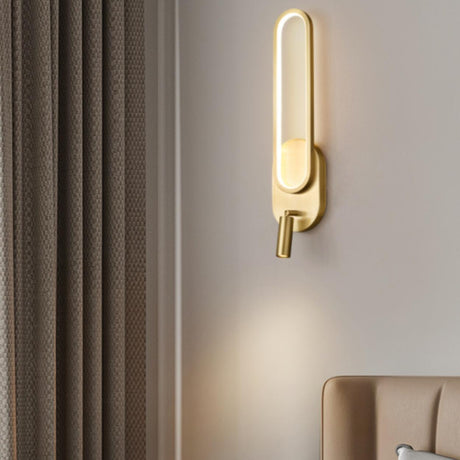 Modern Oval Adjustable LED Brass Wall Sconce Image - 1