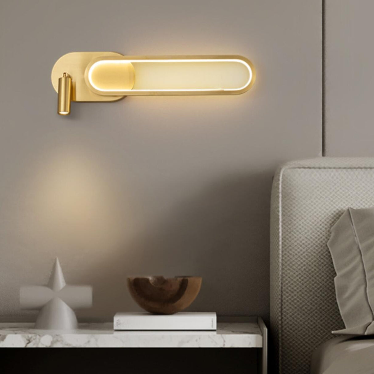 Modern Oval Adjustable LED Brass Wall Sconce Image - 6