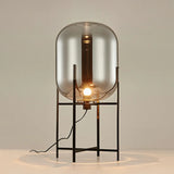 Modern Oval Glass Metal Table Lamp Smoke Gray 14'' Decor Image - 12