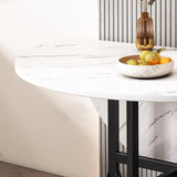 Modern Oval Marble Extendable Table for Dining Room Image - 6