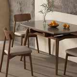 Modern Oval Stone Top Extendable Dining Table Wooden Legs Image - 12