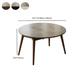 Modern Oval Stone Top Extendable Dining Table Wooden Legs Image - 16