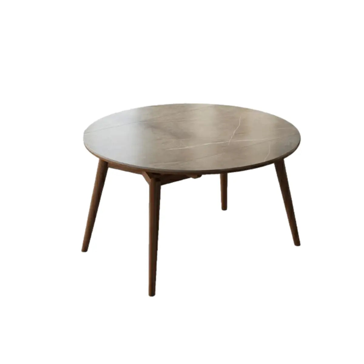 Modern Oval Stone Top Extendable Dining Table Wooden Legs Image - 8