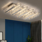 Modern Parallel Rectangle Crystal LED Flush Mount Light Image - 1