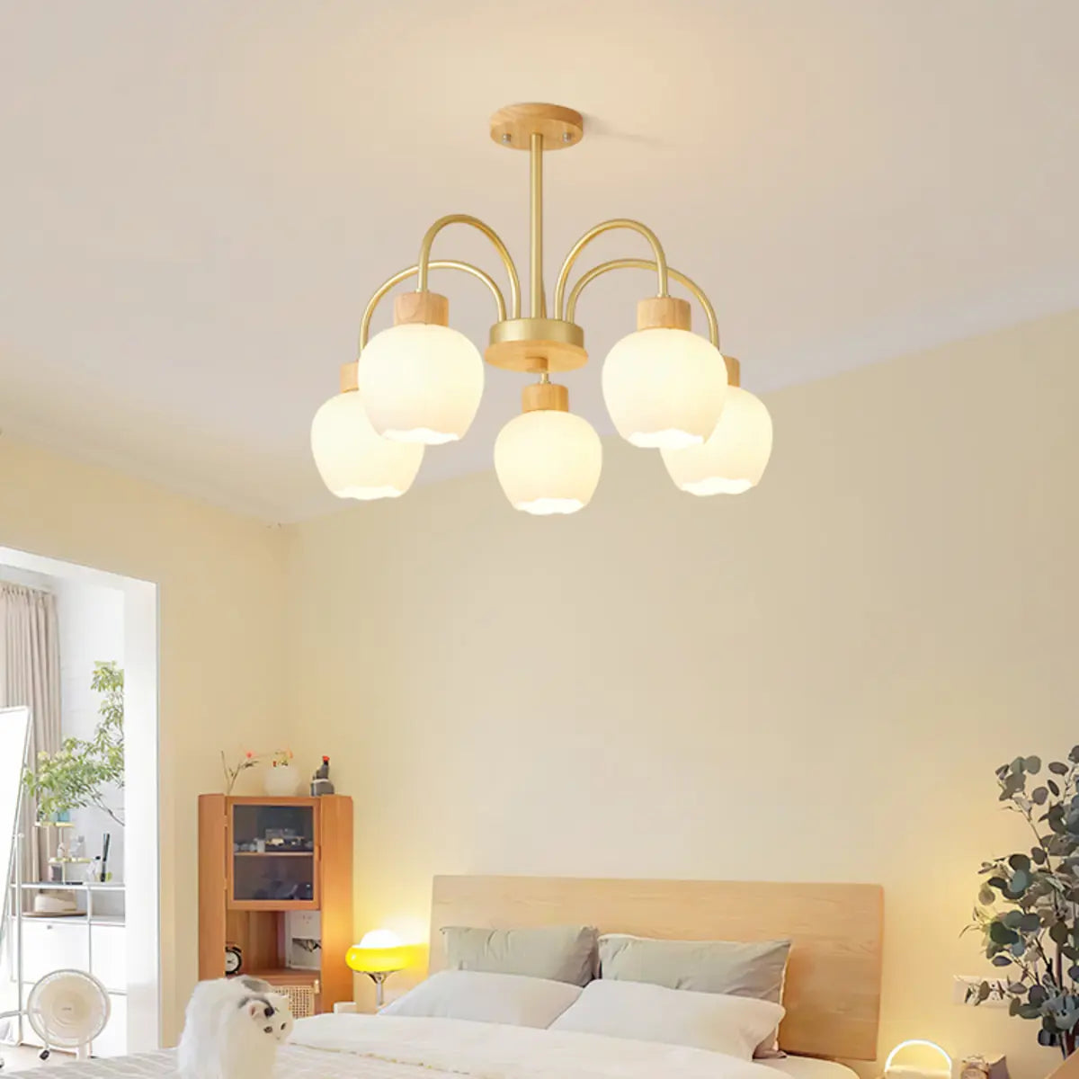 Modern Petal Glass Ceiling Light with 6 Bulbs Image - 2