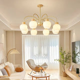 Modern Petal Glass Ceiling Light with 6 Bulbs Image - 3